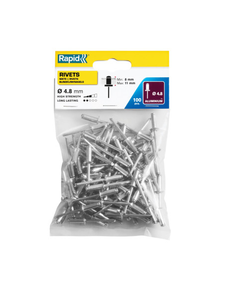Rapid 5000381, set 100 de nituri de 8-11 mm, Ø4.8 x 14mm