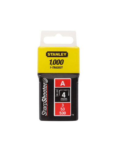 Stanley 1-TRA202T, capse pentru aplicatii uzuale, 4mm, 1000 buc tip A 5/53/530, blister