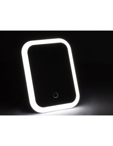 Mini Oglinda Cosmetica cu iluminare Led, 15 x 20 cm, Alb