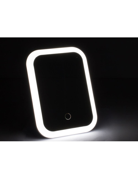 Mini Oglinda Cosmetica cu iluminare Led, 15 x 20 cm, Alb