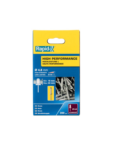 Rapid 5001440, set 200 de nituri high performance, Ø4.8 x 25 mm