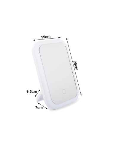 Mini Oglinda Cosmetica cu iluminare Led, 15 x 20 cm, Alb