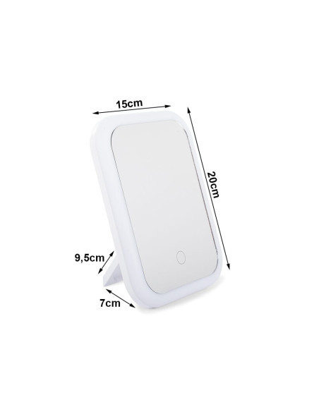 Mini Oglinda Cosmetica cu iluminare Led, 15 x 20 cm, Alb