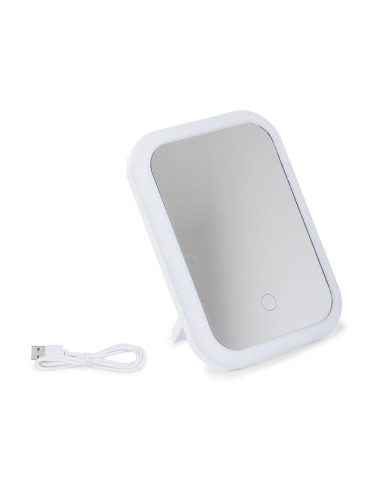 Mini Oglinda Cosmetica cu iluminare Led, 15 x 20 cm, Alb
