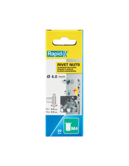 Rapid 5000671, set 20 nituri cu filet tip piulita M4, 2.0 mm