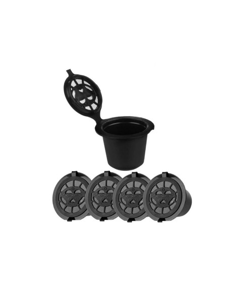 Set 5 Capsule Reutilizabile din Plastic Ecologic si Inox, Compatibile cu Aparatele de Cafea Nespresso