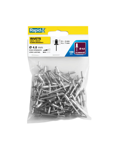 Rapid 5000380, set 100 de nituri de 4-7 mm, Ø4.8 x 10 mm