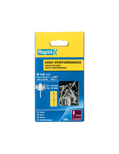 Rapid 5001439, set 250 de nituri high performance, Ø4.8 x 20 mm