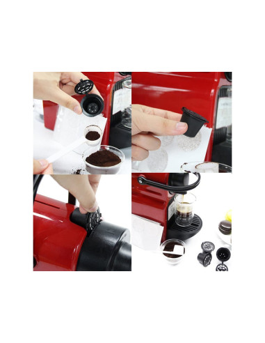 Set 5 Capsule Reutilizabile din Plastic Ecologic si Inox, Compatibile cu Aparatele de Cafea Nespresso