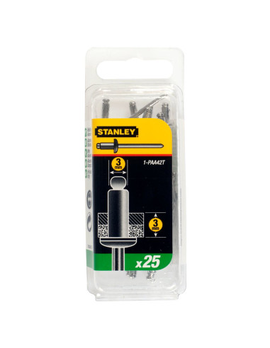 Stanley 1-PAA42T, Nituri din aluminiu, 3x12mm, 15 bucati