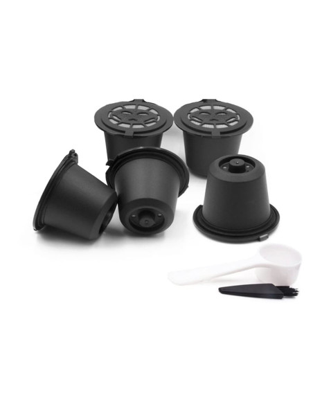 Set 5 Capsule Reutilizabile din Plastic Ecologic si Inox, Compatibile cu Aparatele de Cafea Nespresso