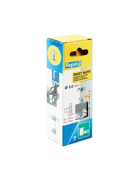 Rapid 5000670, set 20 nituri cu filet tip piulita M3, 1.5 mm