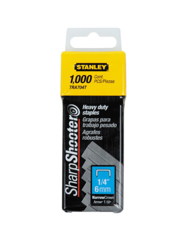 Stanley 1-TRA704T, capse 1/4 " pentru aplicatii profesionale, 6mm, 1000 buc tip G 4/11/140, blister