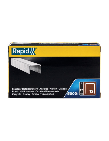 Rapid 40100520, set de 5000 de capse cu fir plat No. 12, 12 mm