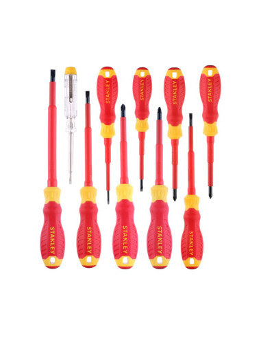Stanley STHT60032-0, Set 10 surubelnite subtiri VDE, tip PZ, PH drepte si tester de tensiune