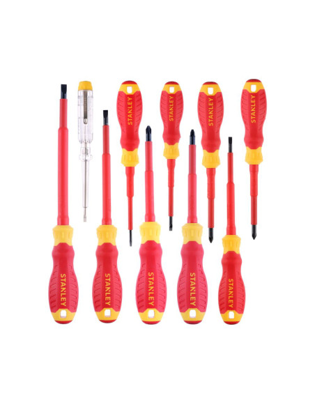 Stanley STHT60032-0, Set 10 surubelnite subtiri VDE, tip PZ, PH drepte si tester de tensiune