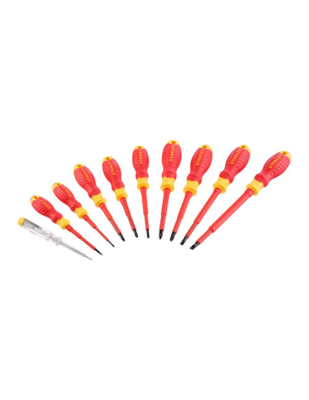 Stanley STHT60032-0, Set 10 surubelnite subtiri VDE, tip PZ, PH drepte si tester de tensiune