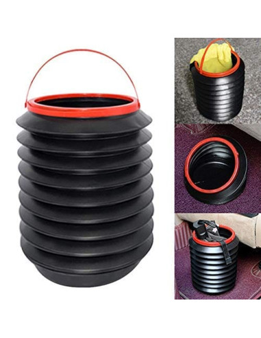 Cos de Gunoi Pliabil pentru Autoturisme, Plastic, 4L, 24 x 18 cm, Negru
