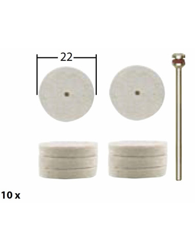 Set discuri pentru lustruire, din pasla, 22mm, Proxxon 28798