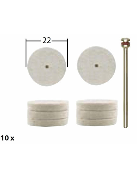 Set discuri pentru lustruire, din pasla, 22mm, Proxxon 28798