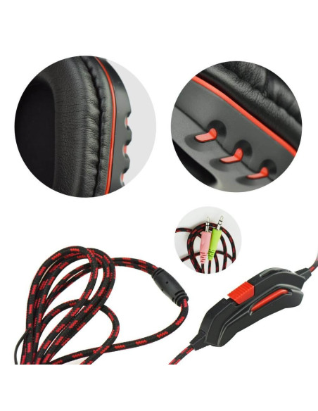 Casti Gaming Nemezis, Premium, Microfon inclus, Reglaj pe Fir, Negru/Rosu